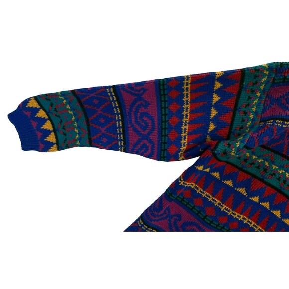 Vintage Coogi Style Geometric Memphis 80s Hip Hop Womens Alfred Dunner Sweater - Picture 5 of 7